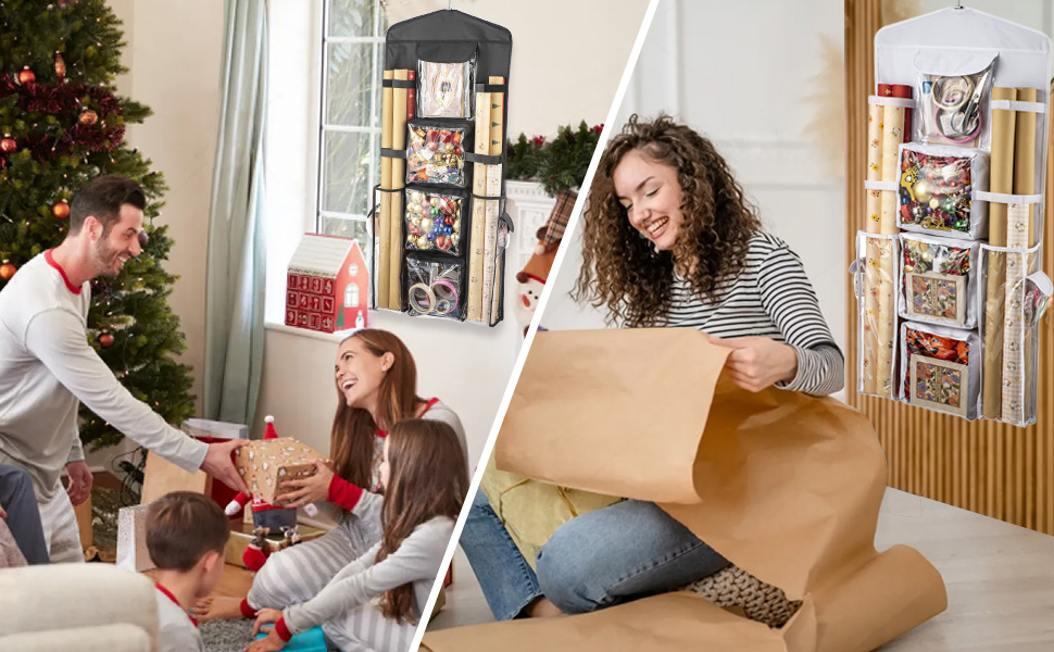 Kahami Wrapping Paper Organizer,Hanging Gift Wrap Storage