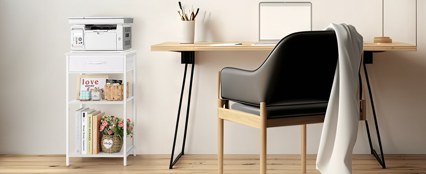 ETELI Printer Stand White Printer Table for Home Office 3