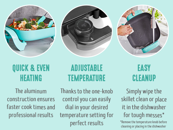 GreenLife, Ceramic Nonstick, PFAS-Free, Non-Toxic, Electric Skillet, Electrics