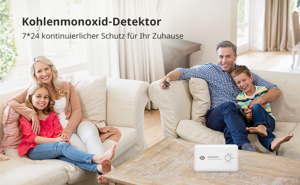Wisualarm Kohlenmonoxid Melder, CO Melder 10 Jahre Batterie, CO Warner Zertifiziert durch TÜV