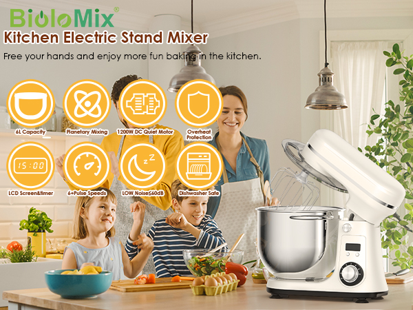 【スタンドミキサー】BioloMix Amazon.com: Biolomix Kitchen Electric Stand Mixer, 6 Speed