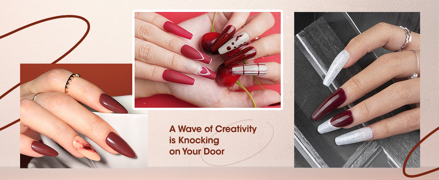 brown red gel nail polish