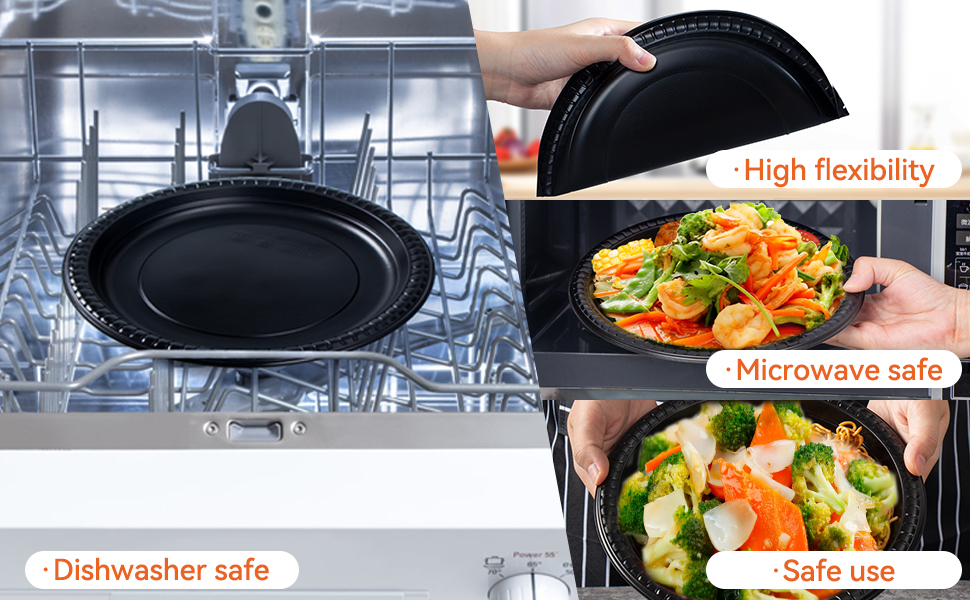 LEOBOX Plastic Plates, 150 Pack Heavy Duty 9 Inch