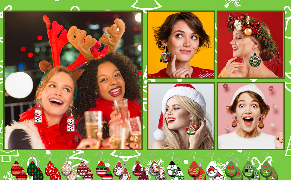 christmas wooden earring 