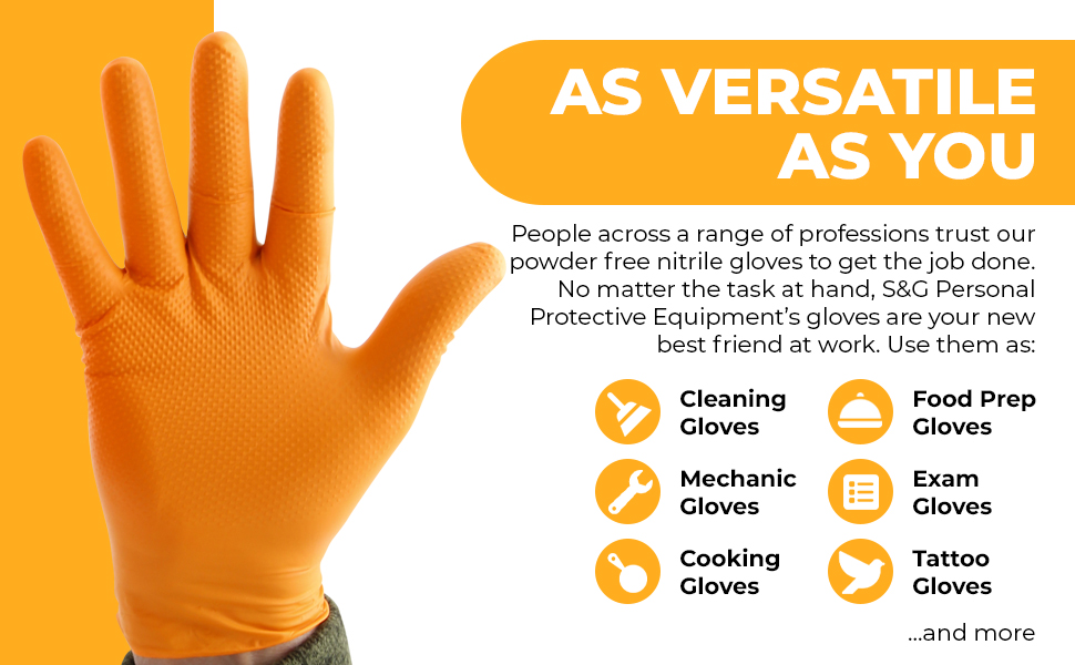 Gloves, Latex and Powder Free - Disposable Gear for Cleaning, Mechanic Use and Kitchen Handling