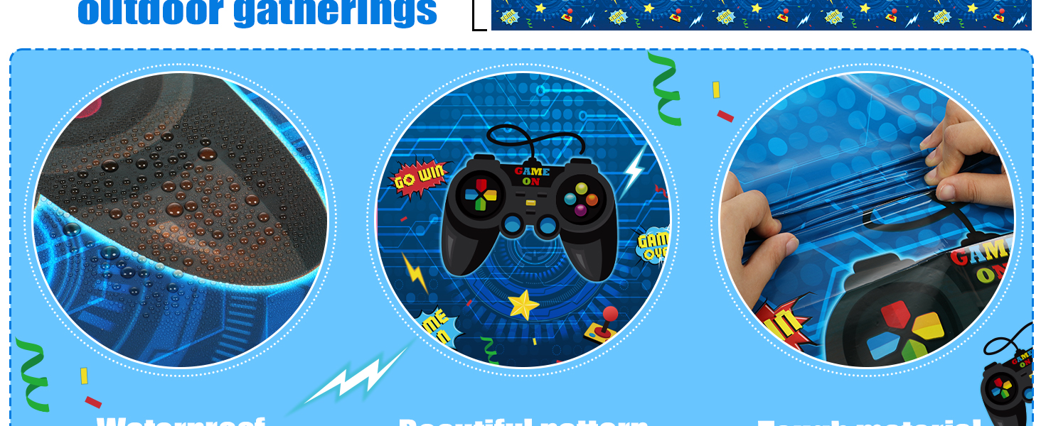 gisgfim 3pcs Video Game Party Tablecloths