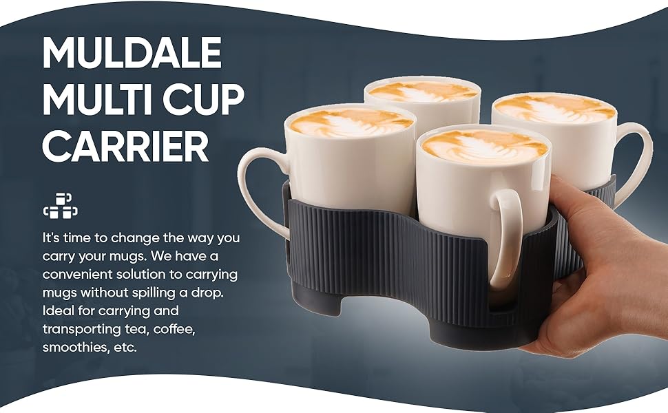 Muldale Mug Caddy Reusable Drink Tray Multiple 4 Cup