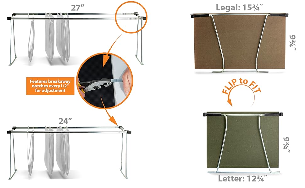 Officemate Universal Hanging File Frame, Letter and Legal Size, Rails