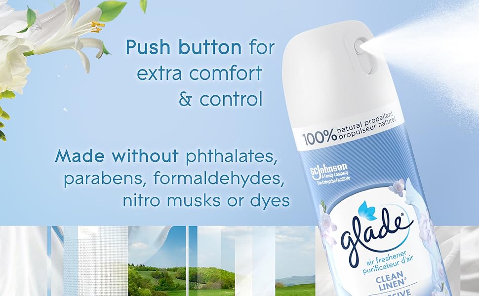 Glade Air Freshener Room Spray, Clean Linen, 235g, Fragrance Infused
