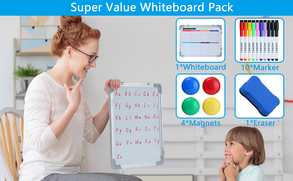 Weekly White Board, Small Dry Erase Board for Wall, 12" x 16"