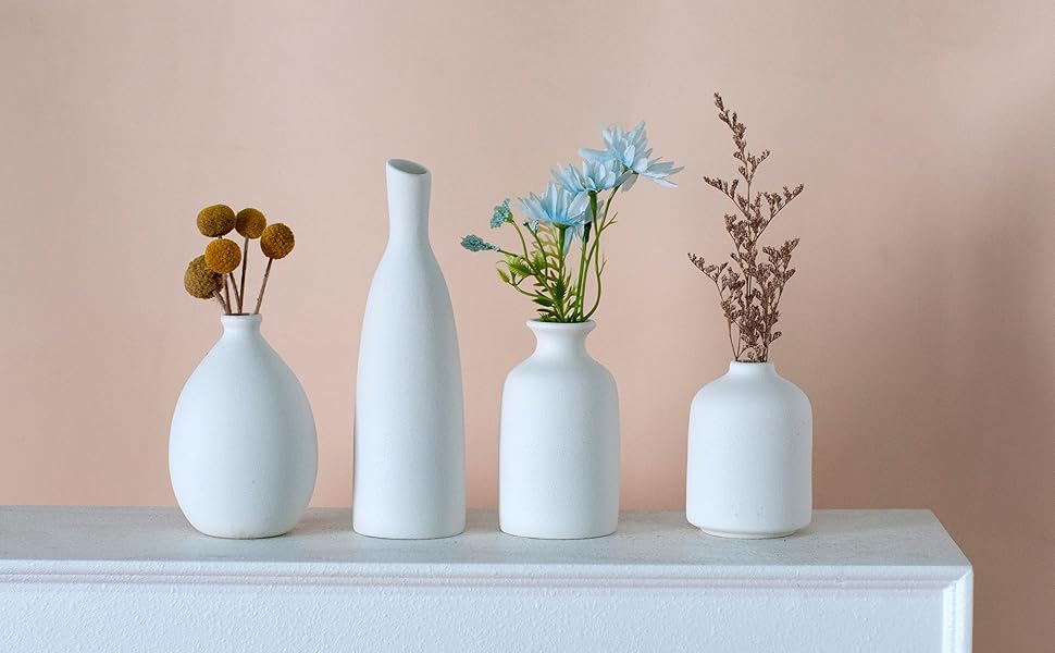 White Ceramic Vase Set of 4, Classic Mat... 12 vase set of 4