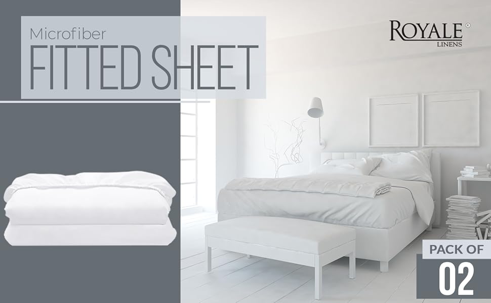 Royale Linens 2 Pack Full Fitted Sheet Set Bottom Sheet