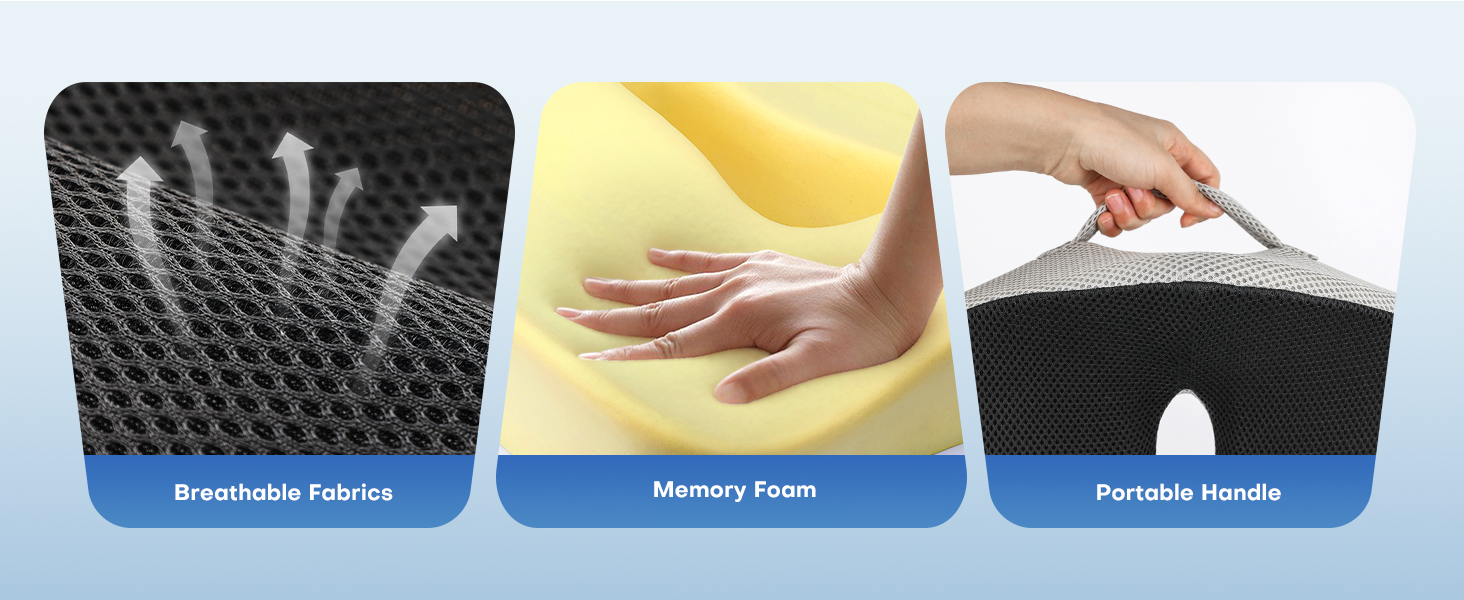 X Large Memory Foam Seat Cushions for Office Chairs Desk