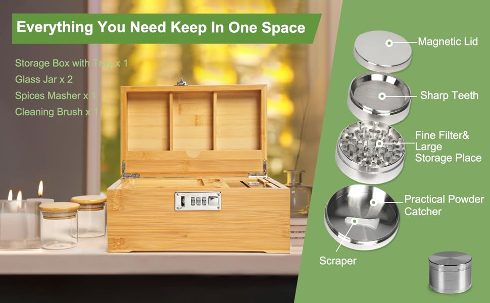oridom Premium Large Bamboo Box with Combination Lock