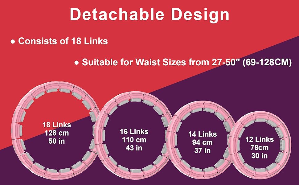 Silent Hoola Hoop with 18 Adjustable Links