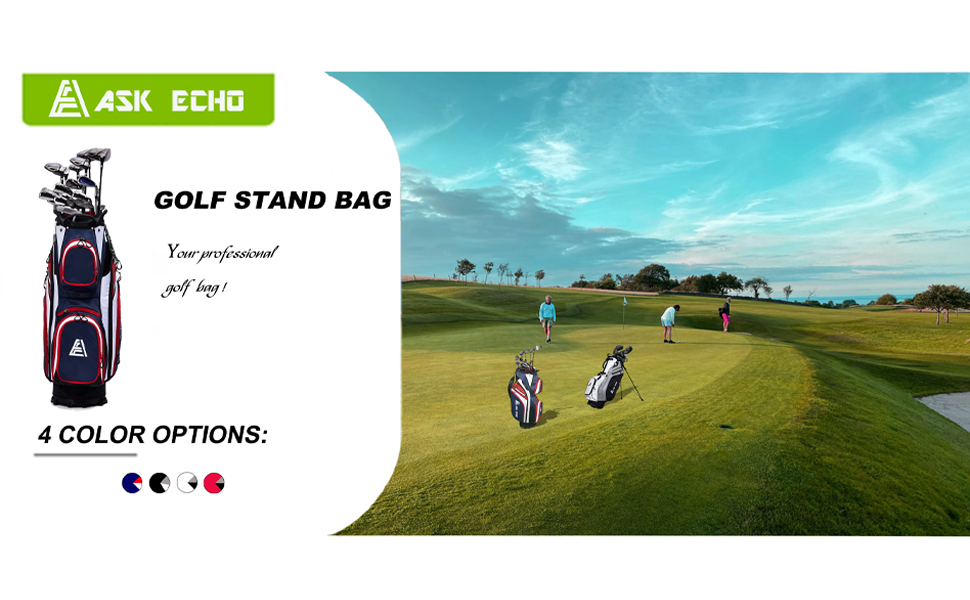 ASK ECHO Premium Golf Cart Bag With 14 Way Full Length Dividers Plus Putter Tube