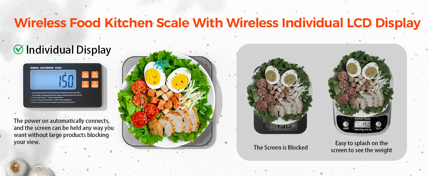 digital food scale kitchen baking with individual lcd display