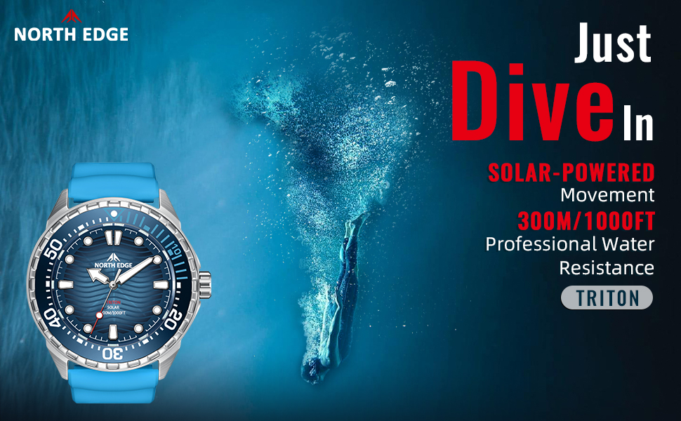 Amazon.com: NORTH EDGE Solar Powered Dive Watch Women Men's