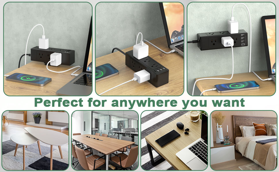 Desk Clamp Power Strip with USB C, Desk Surge Protector