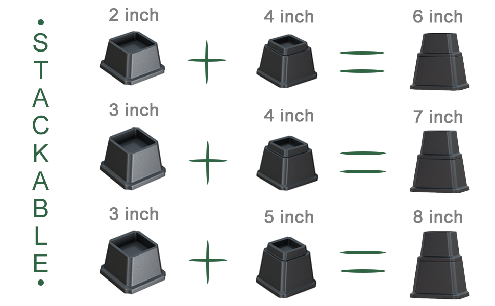 Ahasolid Bed Risers 4 Inch Heavy Duty, Furniture Risers for