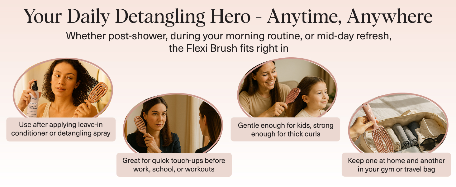 Flexible Hair Brush for Women and Men Adults & Kids Ulta-Smooth Bristles for Wet or Dry Strands