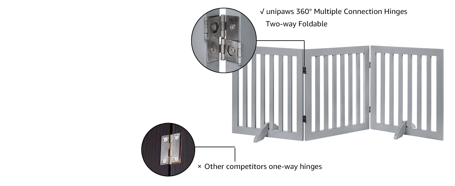 unipaws 24”H Free Standing Pet Gate for Dog Cat Baby
