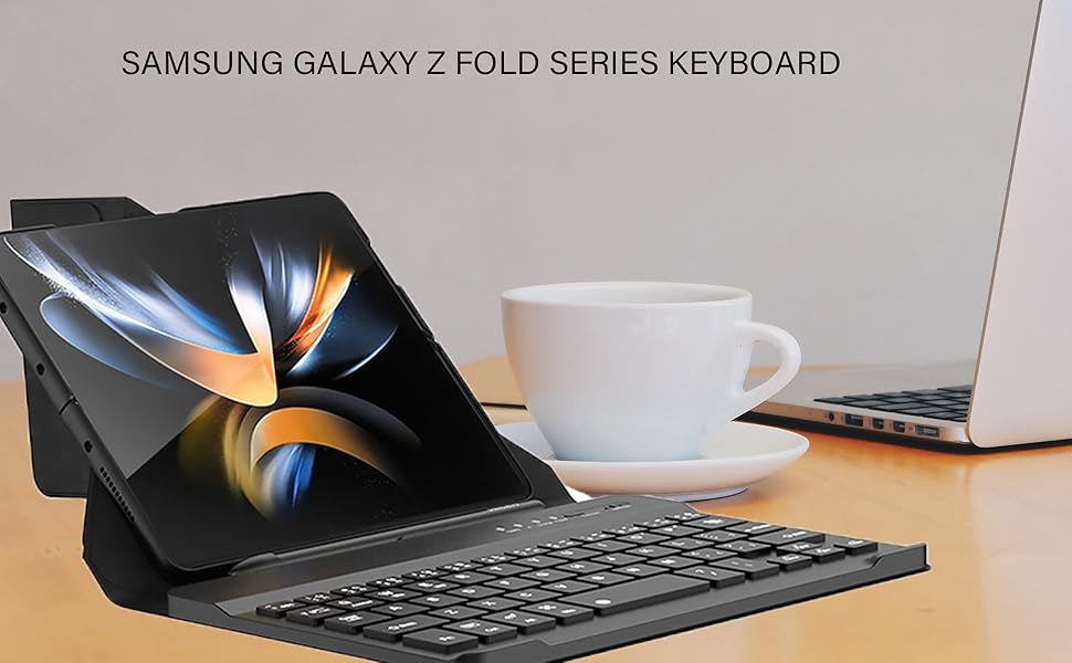 BRAND SET Bluetooth Keyboard Case for Z Fold 3, Galaxy Z Fold 3/Z Fold 4 Leather