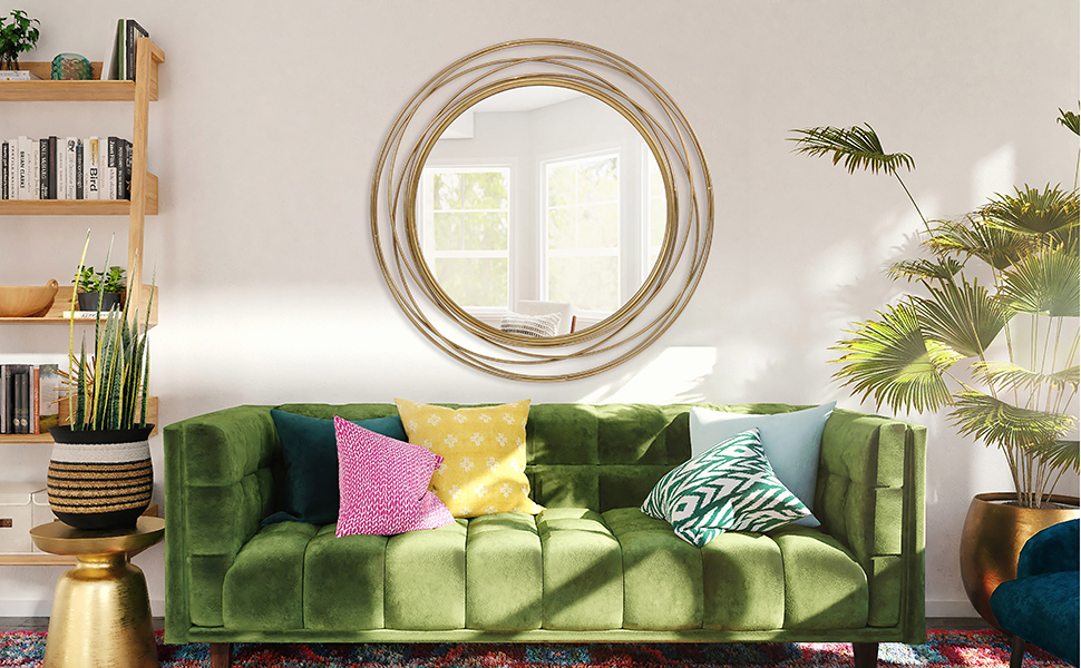 LakeHaven Large Round Mirrors for Wall Decor Living Room