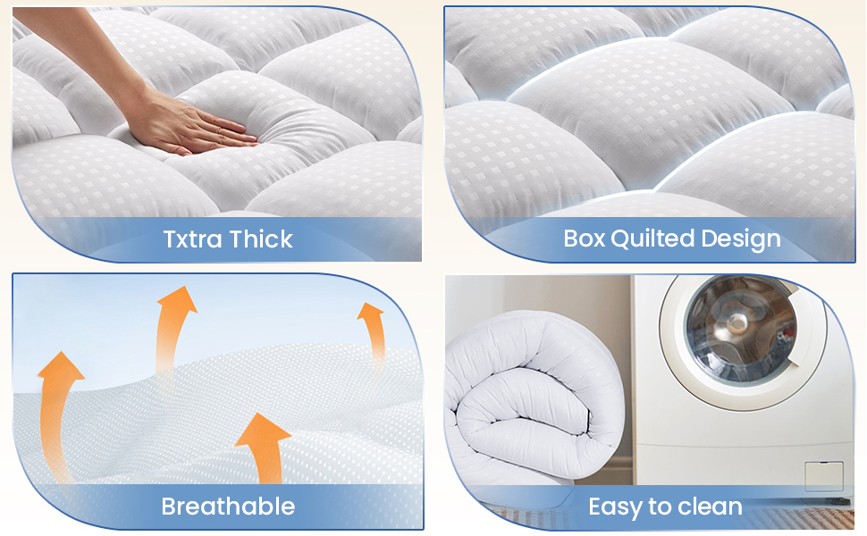 Twin Mattress Topper for Back Pain Extra Thick Mattress Pad