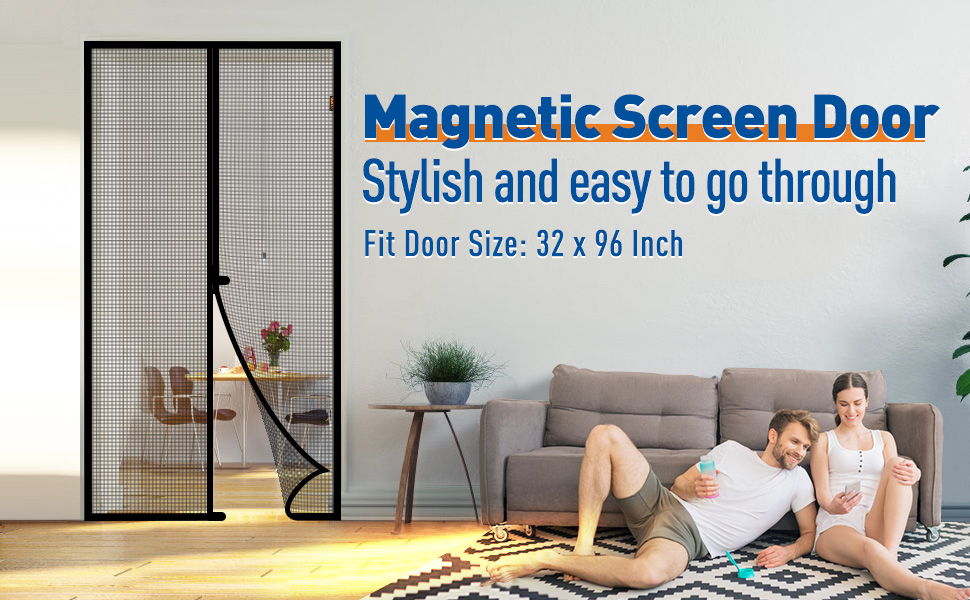 MAGZO Screen Door Fit Door Size 32 x 96 Inch, Screen Size 34