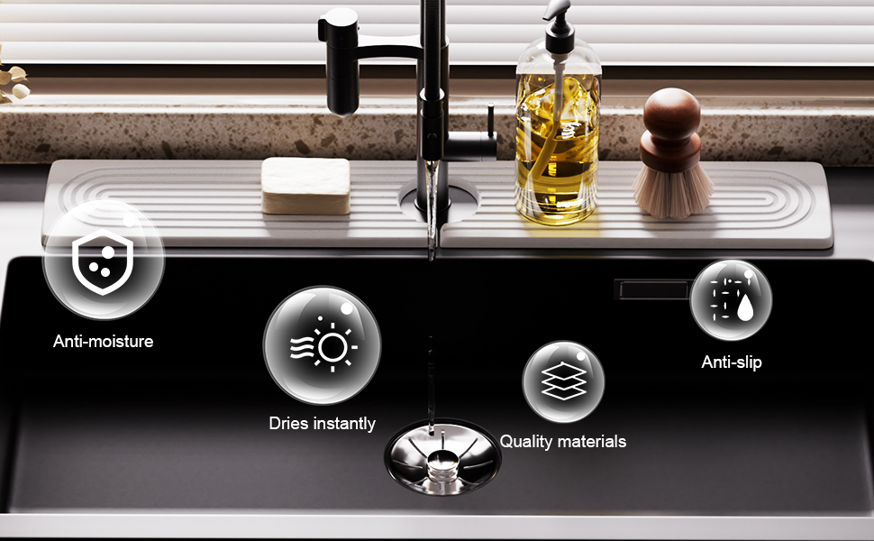 Slow Slog Quick Dry Sink Splash Guard, Instant Dry Stone