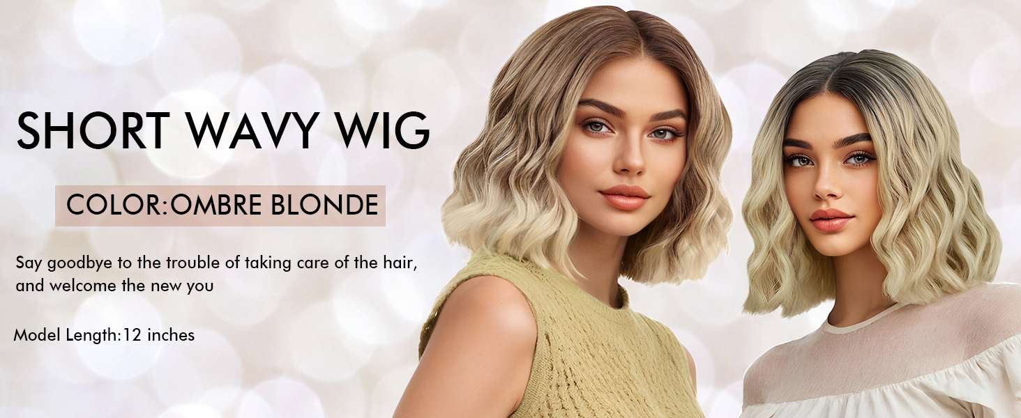 short wavy blonde wig