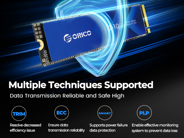 内蔵型SSD ORICO D10 2TB SSD M.2 2280 ORICO NVMe SSD 2TB M.2 with Heatsink, PCIe Gen3x4 2280