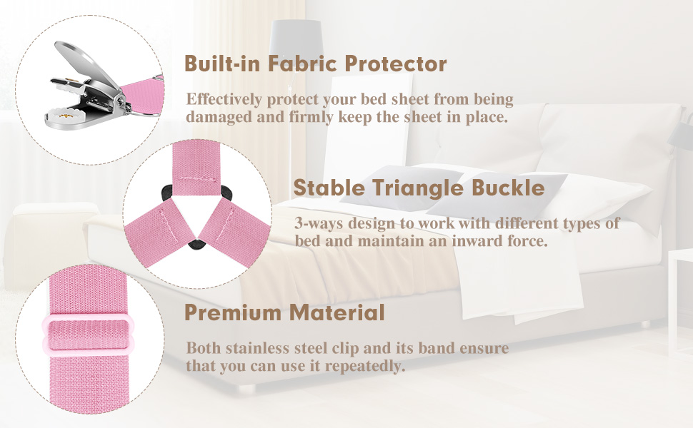 Xunesip 3Pcs Bed Sheet Holder Straps, Adjustable Mattress Sheet Clips to Keep Sheets