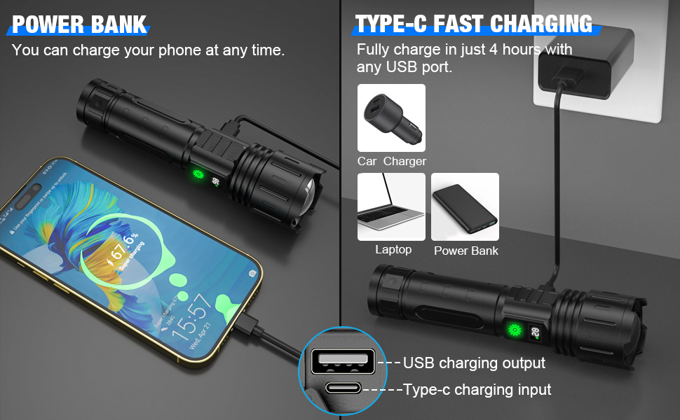 Rechargeable Torch with power display