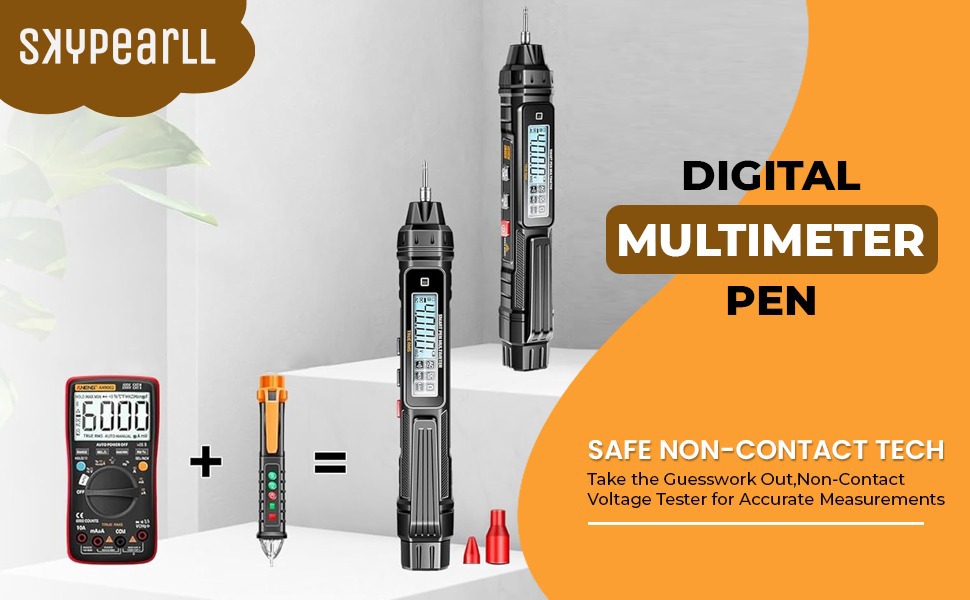 Skypearll Digital Multimeter, Non-Contact Voltage Tester Multi Meter - Automotive Non Contact Dc Voltage Tester