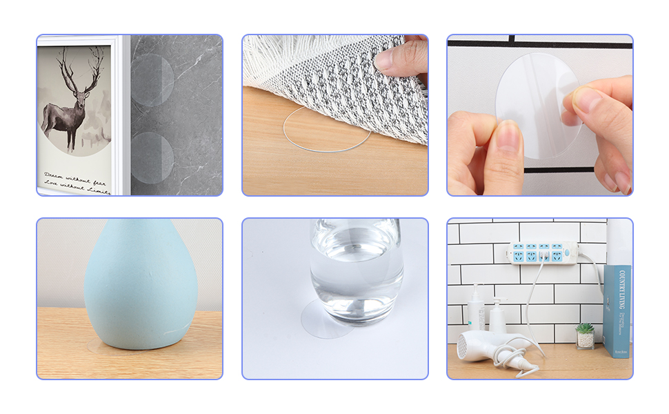 COUMENO 35 Pieces Round Double Sided Clear Adhesive Gel Tape, Washable