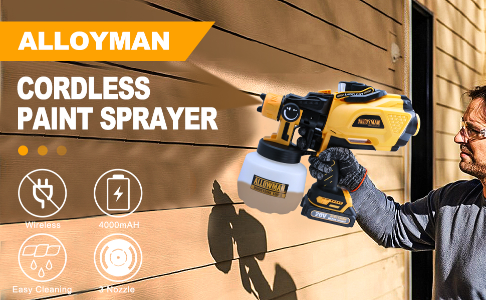 ALLOYMAN Cordless Paint Sprayer, 550W HVLP Electric Paint