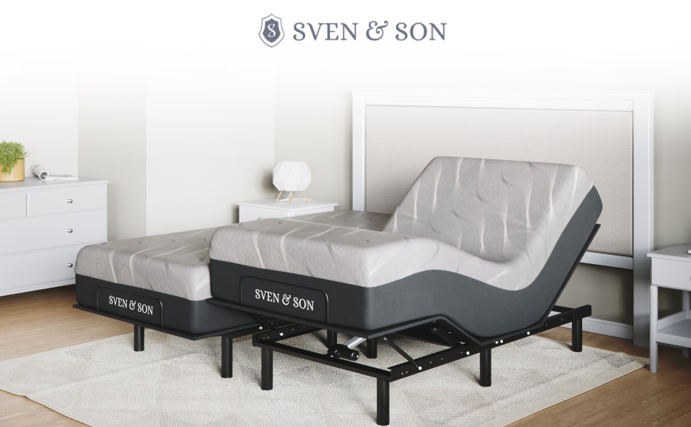 Sven & Son Twin XL Essential Adjustable Bed Base Frame + 14