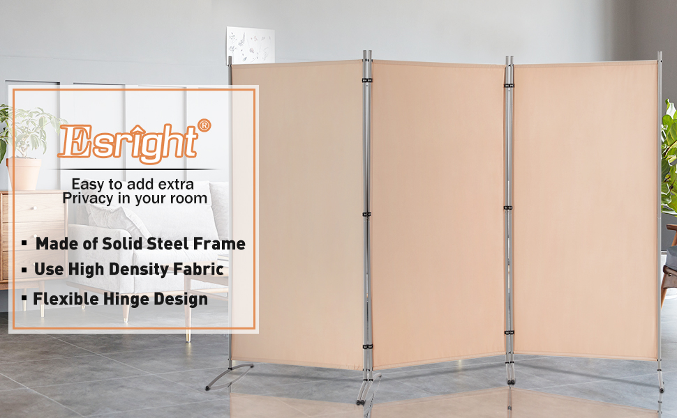 Esright 3 Panel Office Room Divider, 6 Ft Tall Folding