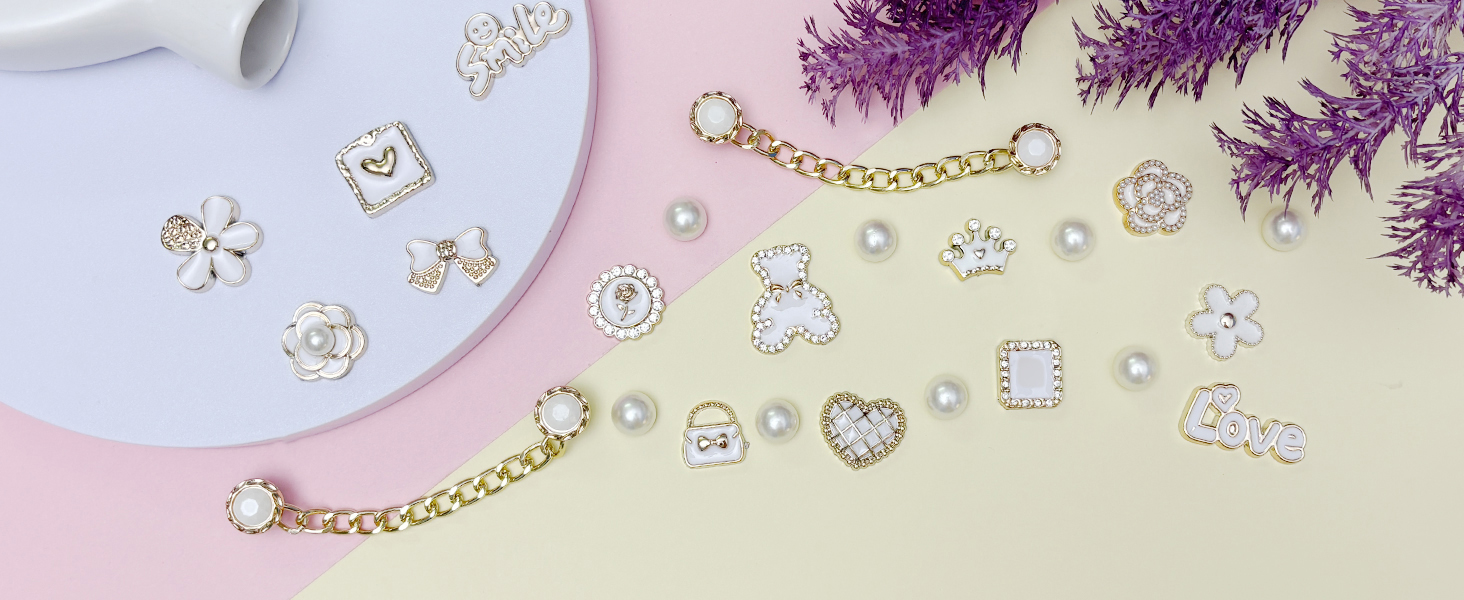 white bling shoe charms