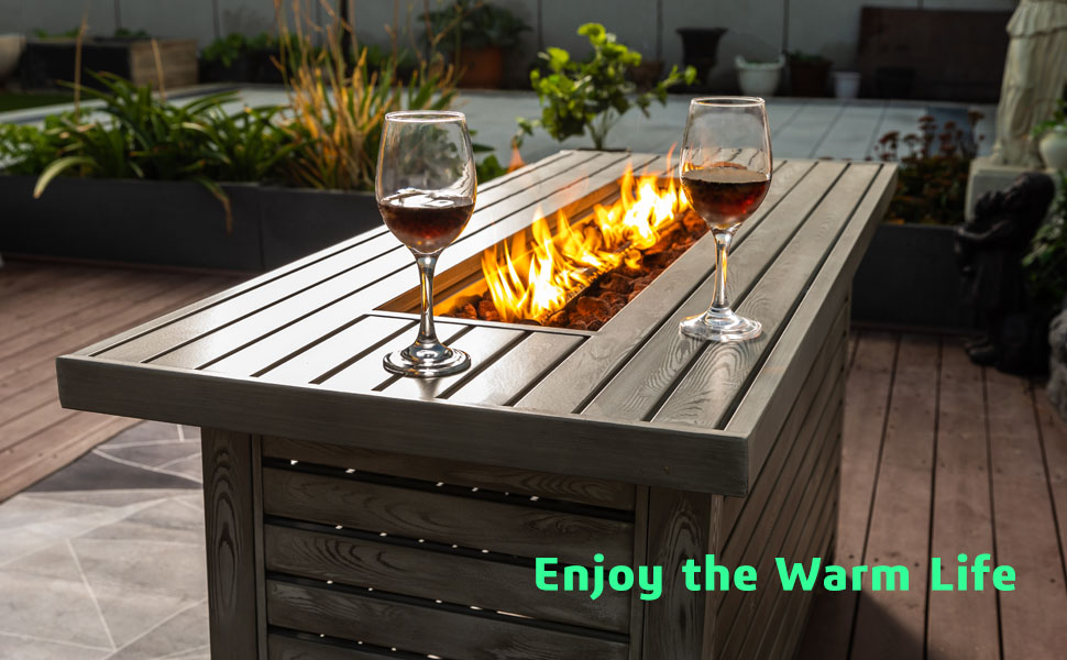 54'' Rectangle Steel Propane Fire Pit Table for Outdoor