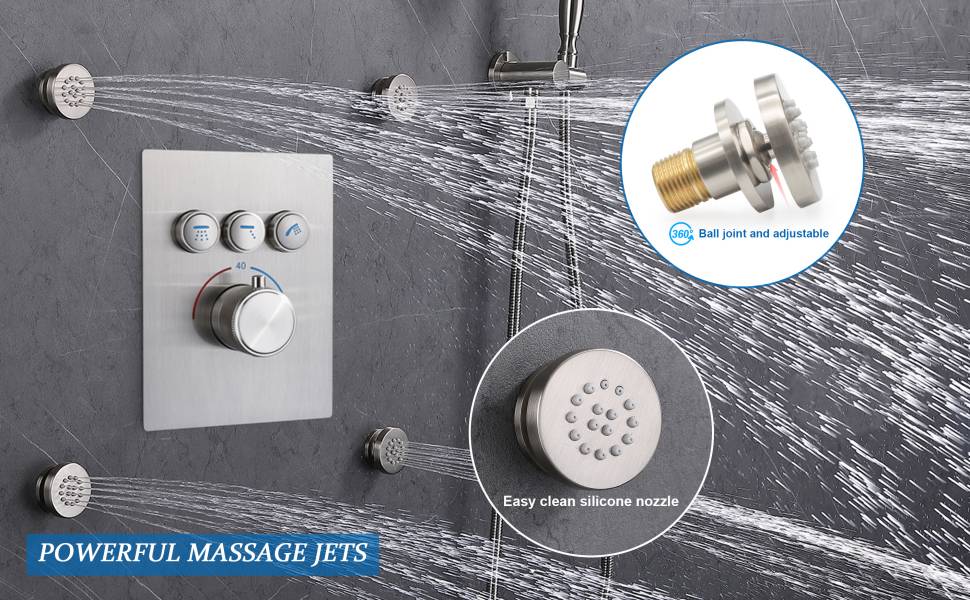 Enga Shower System with Jets Can Work Simultaneously, 8inch Rainfall