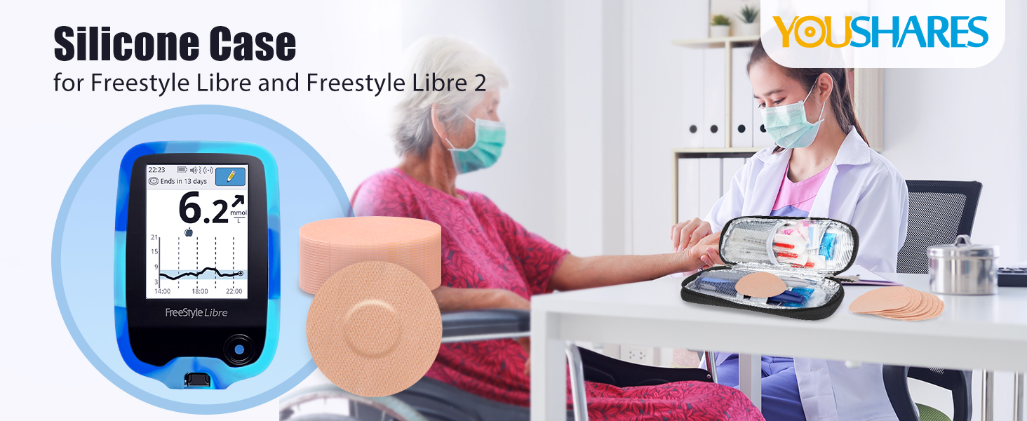 The silicone case for Libre 2 reader diabetic sensor covers with Adhesive Patches