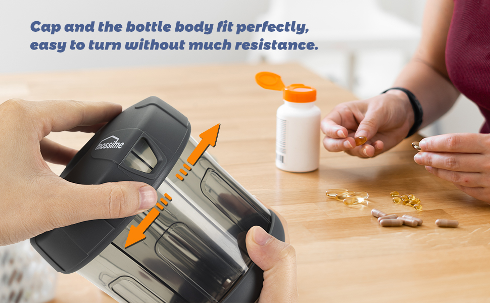 Mossime Supplement Pill Box with Extra Large 7 Compartments, TPU Soft