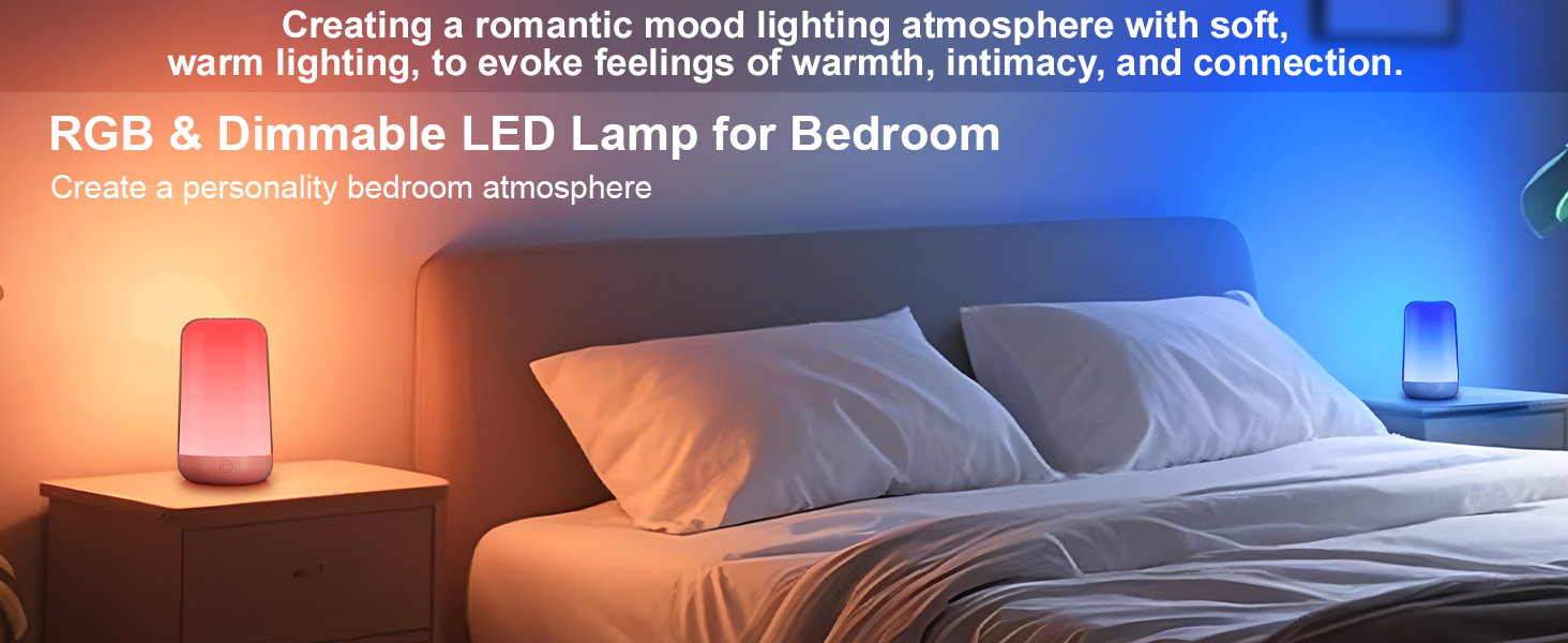RGB& Dimmable LED lamp for bedroom with a personality atmosphere