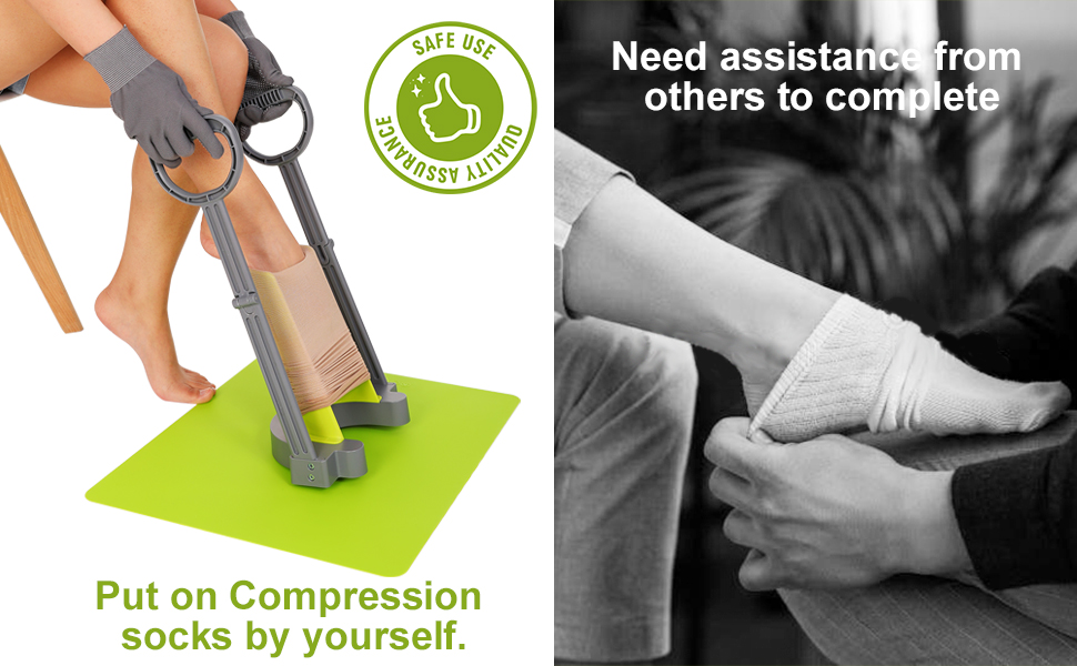 Compression Sock Aid Device with Silicone Anti Slip Mat