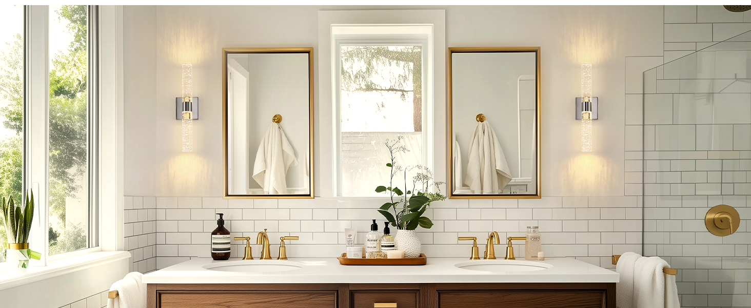 Brushed Nickel  Modern Wall Sconces Set of Two