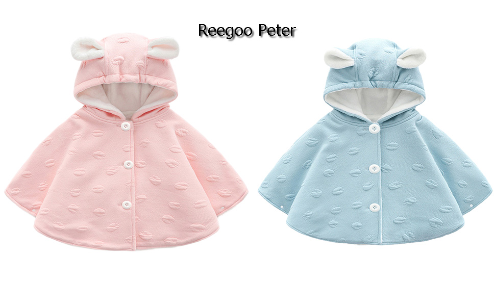 Amazon Co Jp Reegoo Peter ベビー キッズ ポンチョ防寒 前開き フード付き 子供服 女の子 コツトン マント 出産祝い プレゼント 80 90 100 110 服 ファッション小物