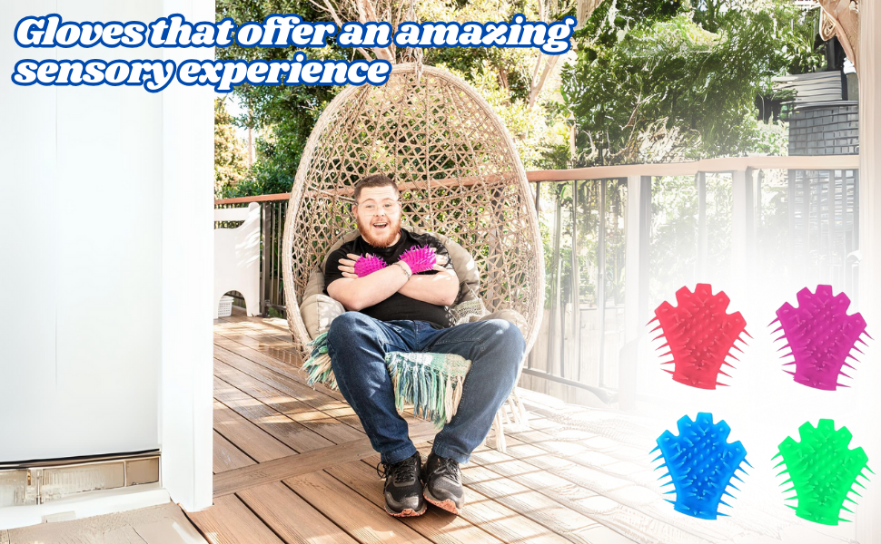 Playlearn Sensory Spiky Gloves Toys for Autism,ADHD,ADD,OCDPack of 4